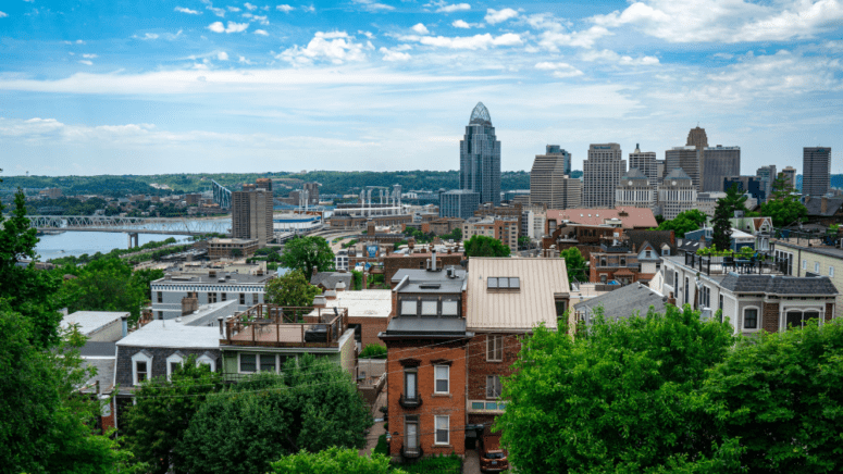 Aerial view of Cincinnati that represents We buy houses for cash companies