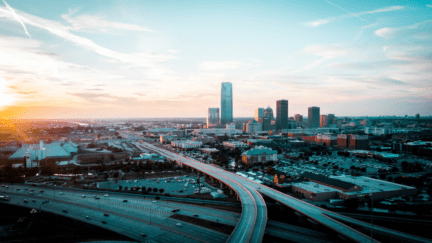 Aerial view of OKC that represents We buy houses