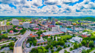 Aerial view of Knoxville, Tennessee, where residents and home owners may be interested in the services of a we buy houses company