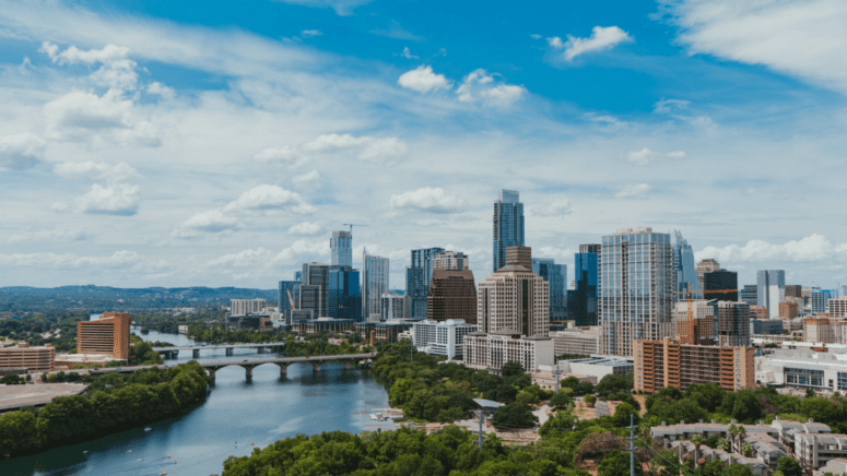 An aerial view of Austin, Texas where sellers have options to sell their house fast.