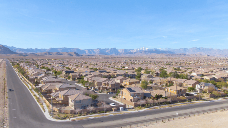 Aerial view of a neighborhood in Nevada where you can buy a house with a bridge loan