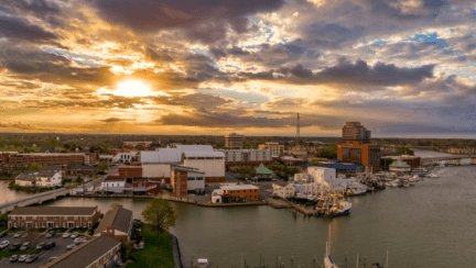 Aerial view of Hampton Roads, Virginia where home owners may be interested in the services of a bw