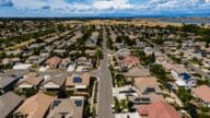 Aerial view of houses on sale