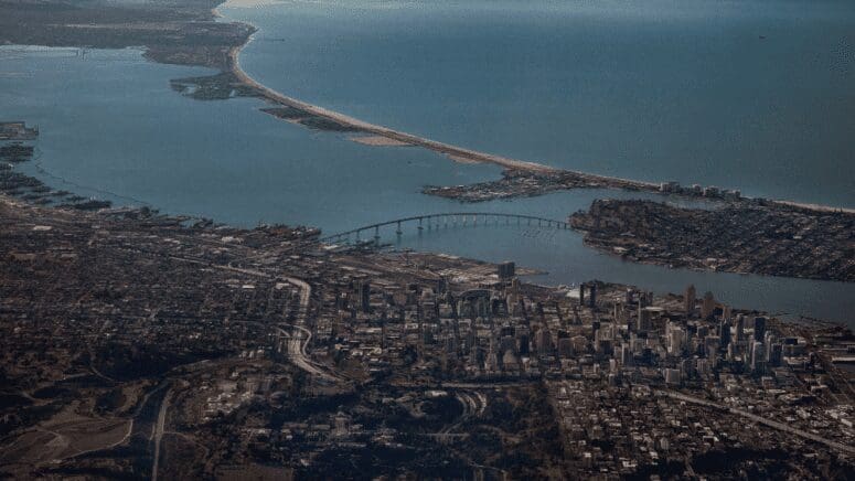 Aerial photo of San Diego, USA houses that represents their cost of living