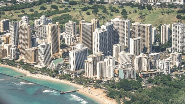 Aerial view of Hawaii that can represent their cost of living