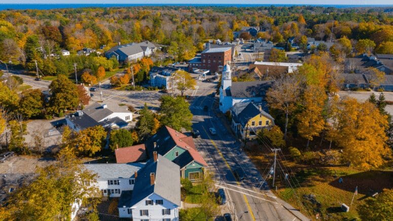 Aerial view of Maine, USA that can represent their cost of living