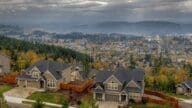 Aerial view of houses in Oregon that can represent their cost of living