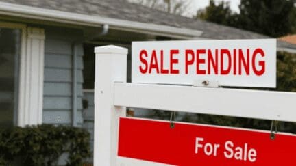 A sale pending sign showing how the housing market is right now.