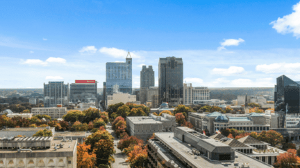 Aerial view of Raleigh where homeowners can sell their house to a we buy houses company