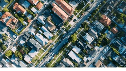 Aerial view of houses in California