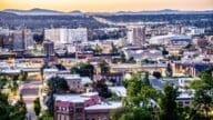 Aerial view of Spokane, where homeowners have the option to sell their home to a we buy houses company