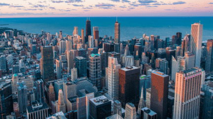 Aerial view in Chicago, where transfer tax will be paid by home sellers