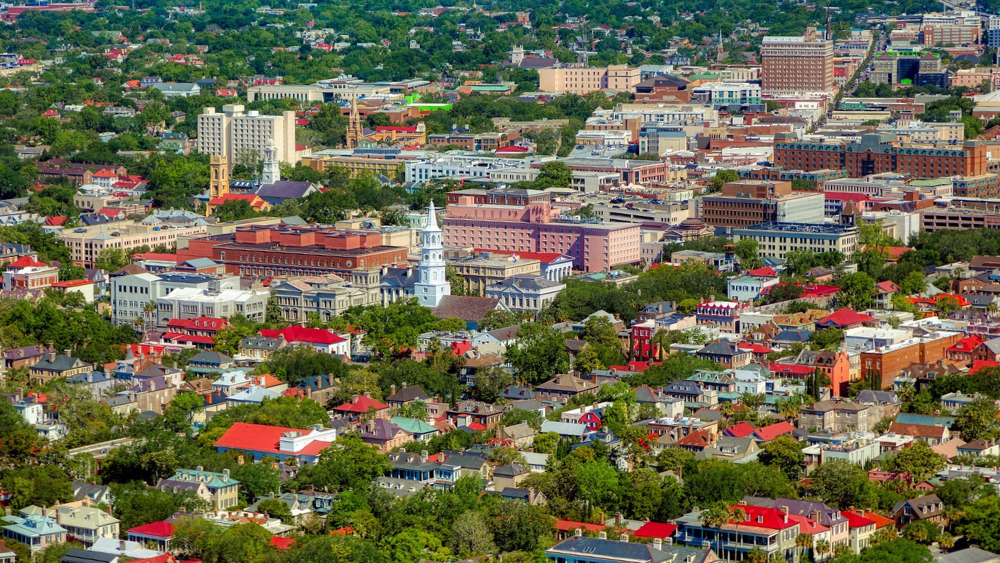 Aerial view in South Carolina, where transfer tax will be paid by home sellers