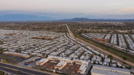 Aerial view in Mesa, where home sellers can sell their house to a we buy houses company