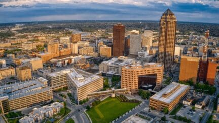 Aerial view of Iowa where you can use a flat fee MLS to list your home for sale