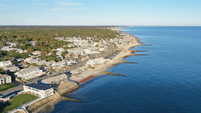 Aerial view in Massachusetts, which represents transfer tax in the area