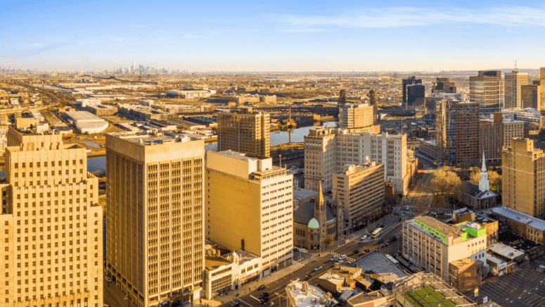 Aerial view in Newark, where home sellers can choose to sell their house to a we buy houses company