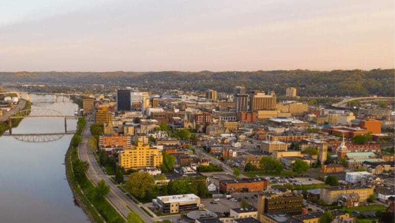 Aerial view of West Virginia where homeowners can sell their homes through a we buy houses company