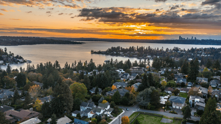 Aerial view of West Washington State where homeowners can sell their homes through a we buy houses company