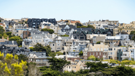 Aerial view of San Francisco where there is a transfer tax