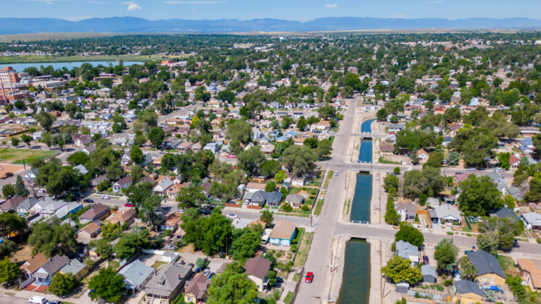 Aerial view in Pueblo, where homeowners can sell their house to cash home buyers