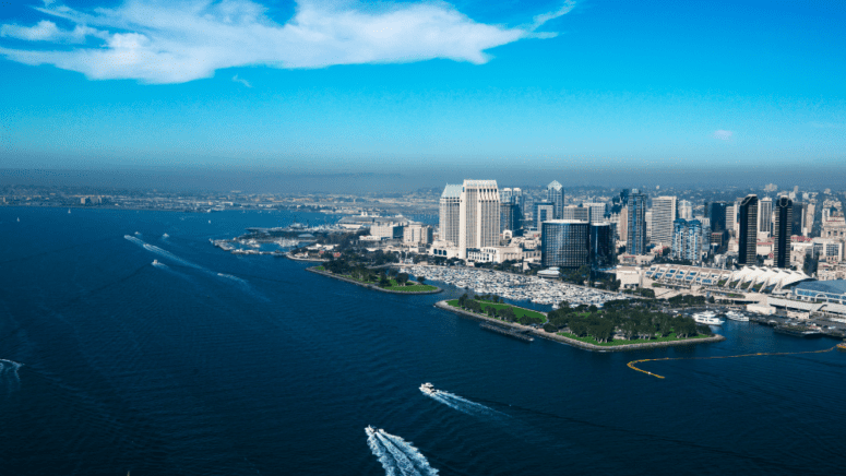 Aerial view in San Diego, where homeowners can sell their house to cash home buyers