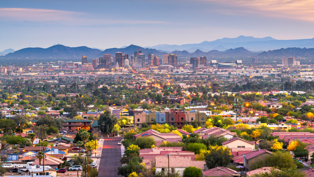 Aerial image of Arizona, where home buyers can use the services of a hard money lender for their home buying needs