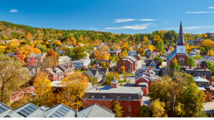 An image of houses in Vermont, which can represent transfer tax