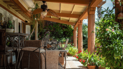 A back porch that could be a rental property with tenants in it.