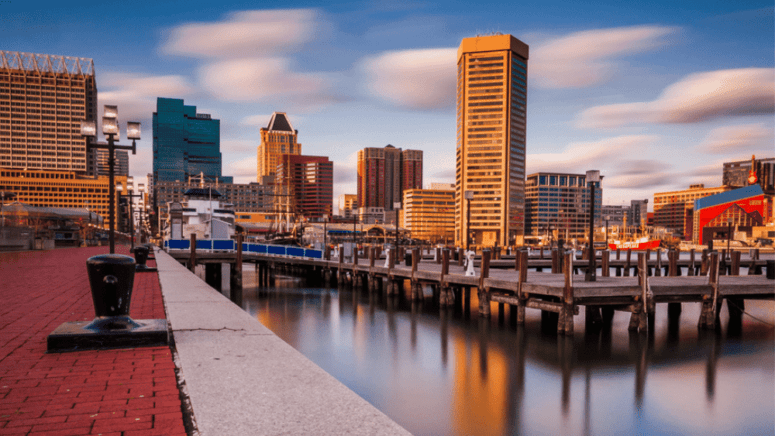 An image of a skyline in Maryland where real estate investors can work with a hard money lender to fund their project