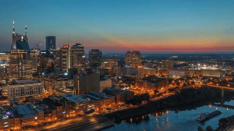 An image of the Nashville skyline, where investors can work with a hard money lender to fund their real estate project