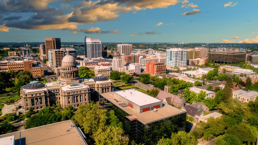 An aerial image of Boise, which can represent home values in Boise