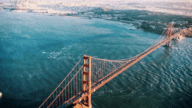 Aerial view of Golden State Bridge in San Francisco