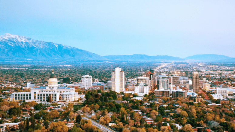 An aerial view of Utah to represent its best real estate brokerages