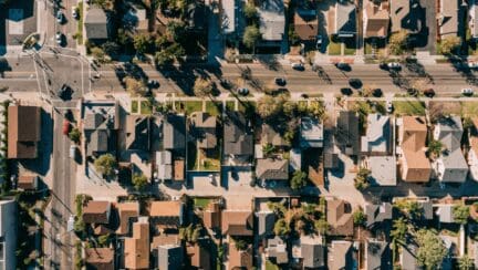 An aerial image of a neighborhood in Torrance where home sellers can work with a we buy houses company