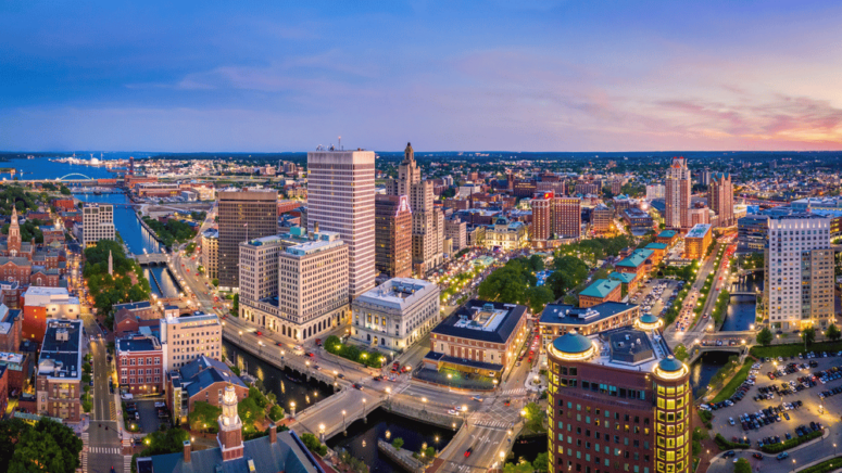 Aerial view of Rhode Island, where home sellers have the option to sell their house by owner