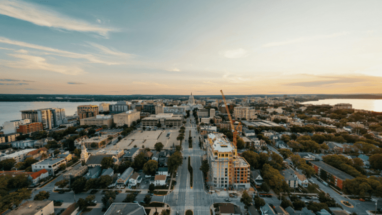 Aerial view of Wauwatosa, where home sellers have options to sell their house fast