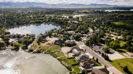 An aerial view of houses that can sell fast in Loveland