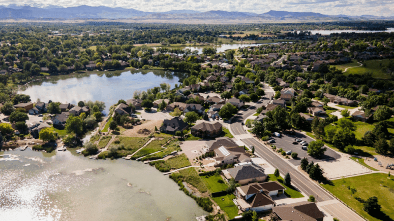 An aerial view of houses that can sell fast in Loveland