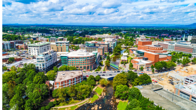 Aerial image of Mount Pleasant where homeowners have options to sell their house fast